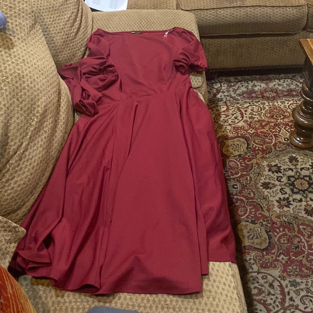 Plus Size Burgundy Dress